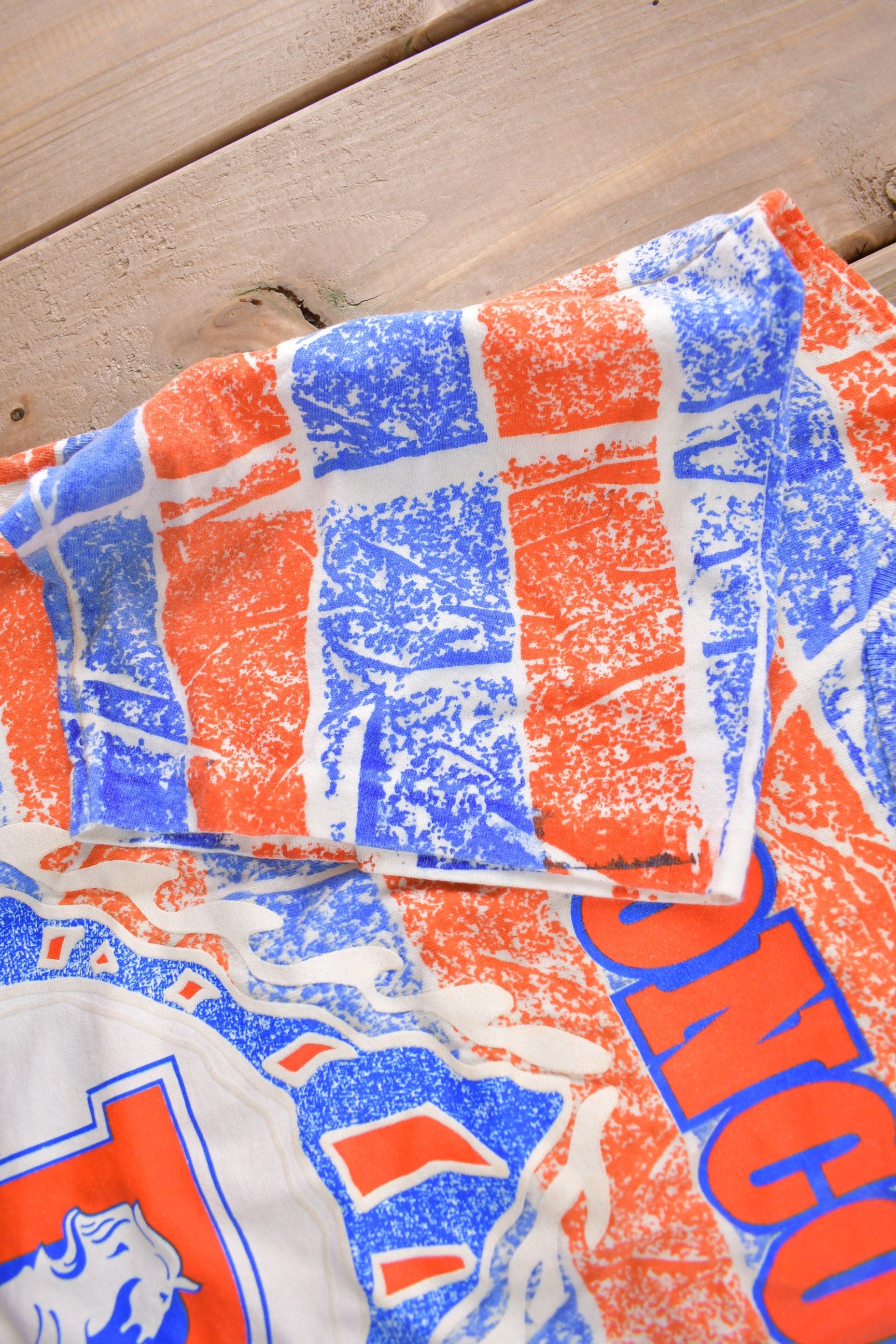 Vintage 1990s Denver Broncos NFL Football All Over Print Graphic T-Shirt Men's Large from propervintagecanada