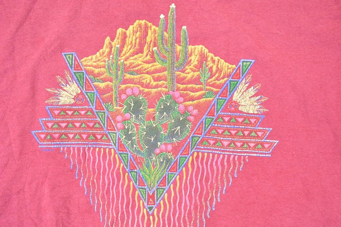 Vintage 1990s Desert Cactus Souvenir Travel T-Shirt Men's XL / Outdoorsman Destination Shirt / 90s Single Stitch Graphic Tee / Made in USA from propervintagecanada