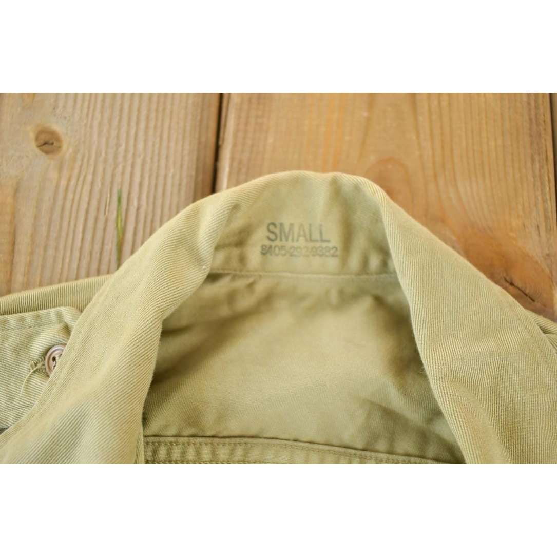 Vintage 1990s Desert Tan Canvas Button Up Military Style Shirt Men's Small from propervintagecanada