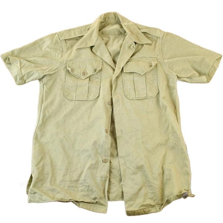 Vintage 1990s Desert Tan Canvas Button Up Military Style Shirt Men's Small from propervintagecanada