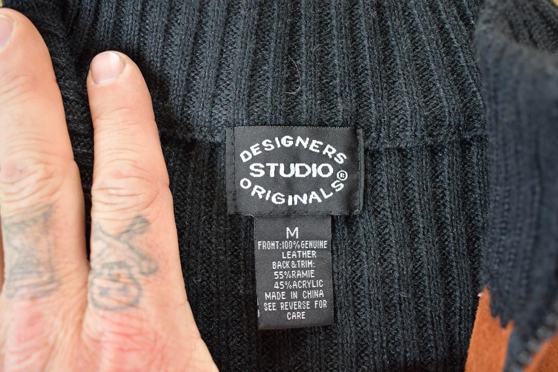 Vintage 1990s Designer Studio Knit Abstract Pattern Crewneck Sweater Vest Women's M from propervintagecanada