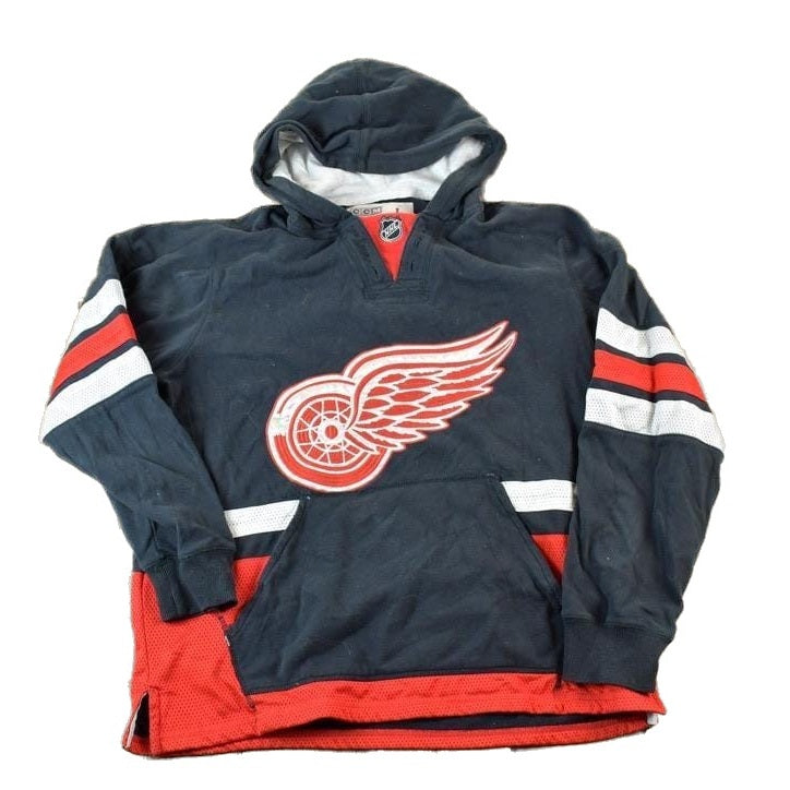 Vintage 1990s Detroit Red Wings NHL CCM Hockey Hoodie Jersey Sweatshirt Youth LargeMen's Medium