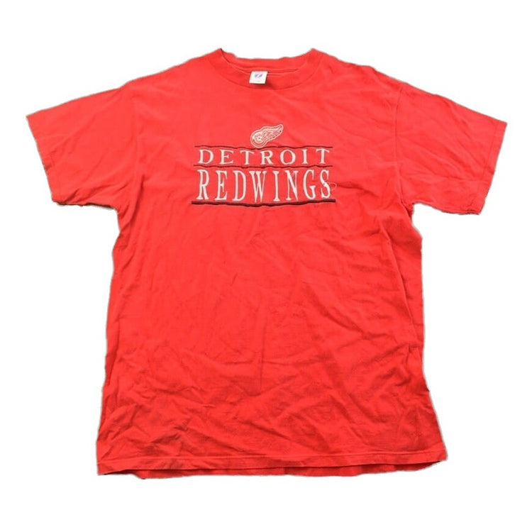 Vintage 1990s Detroit Red Wings NHL Embroidered T-Shirt Men's XL from propervintagecanada