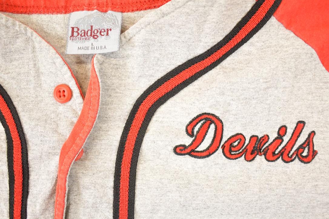 Vintage 1990s Devils Souvenir Baseball Button Up T-Shirt Men's XL from propervintagecanada