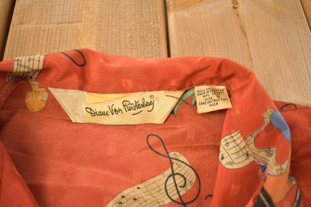 Vintage 1990s Diane Von Furstenberg Music Themed Button Up Shirt from propervintagecanada