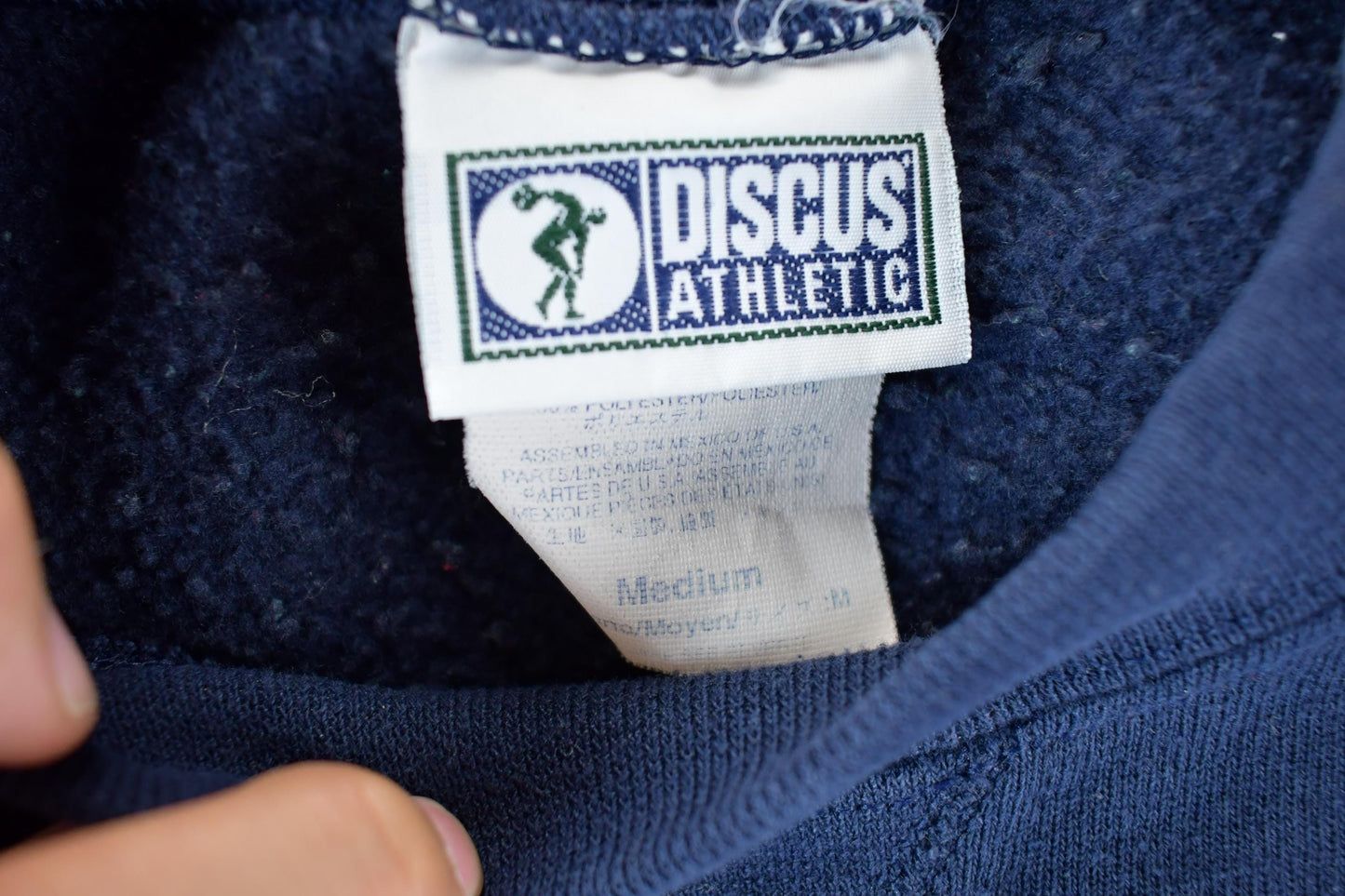 Vintage 1990s Discus Athletic Blank Blue Crewneck Sweatshirt Men's Medium from propervintagecanada