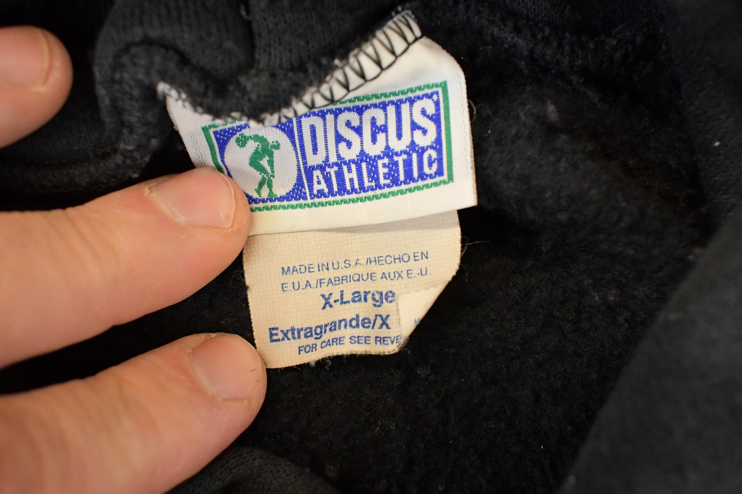 Vintage 1990s Discus Athletic Blank Hoodie Sweatshirt Mens L from propervintagecanada