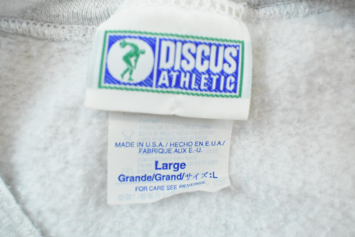 Vintage 1990s Discus Athletics Made In USA Basic Blank Grey Crewneck Sweatshirt Men's L from propervintagecanada