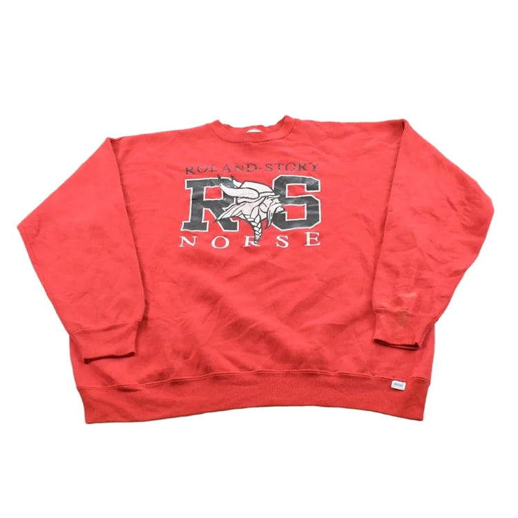 Vintage 1990s Discus Athletics Roland-Story Norse High School Sports Crewneck Sweatshirt Men's L from propervintagecanada