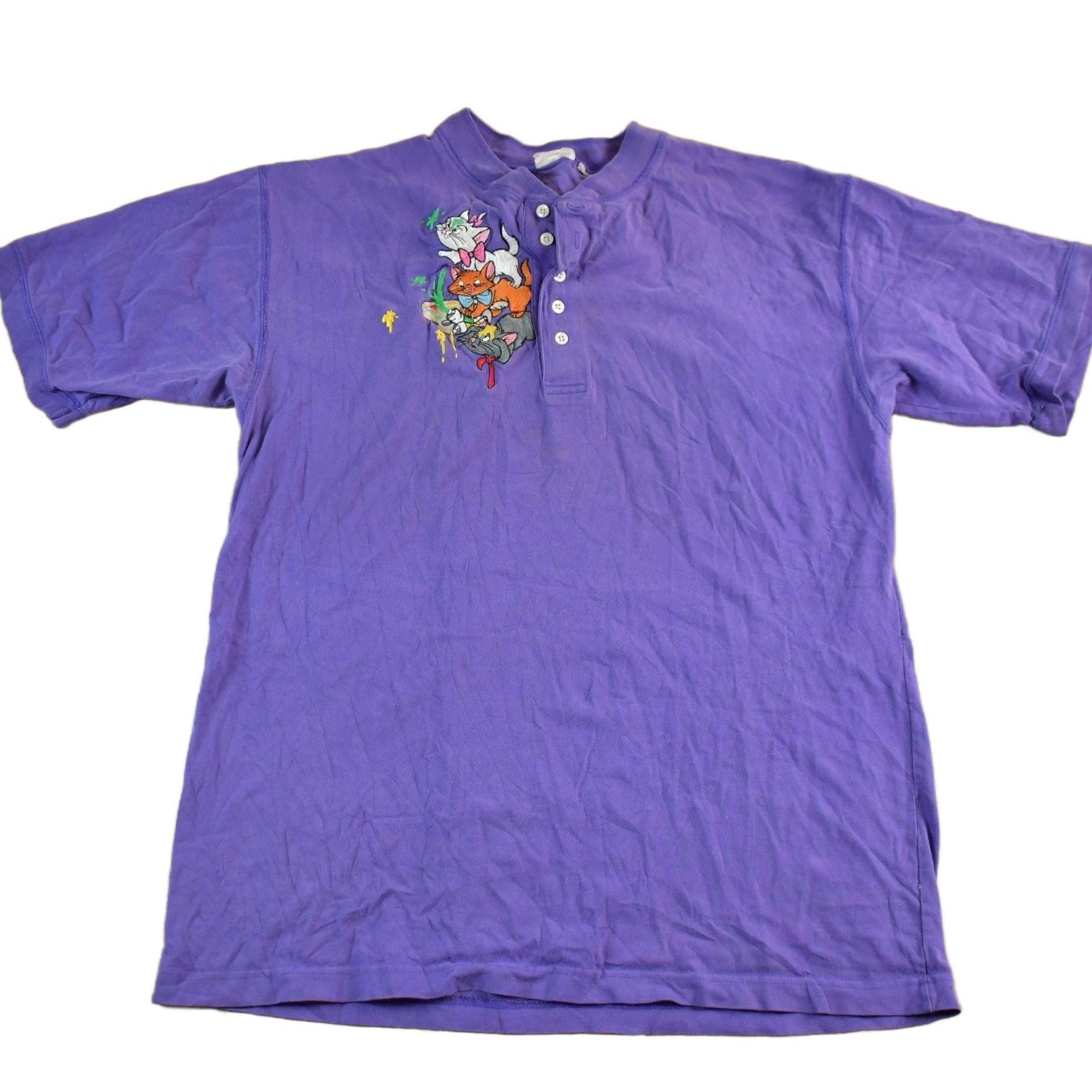Vintage 1990s Disney Embroidered Aristocats Henley Men's Medium from propervintagecanada
