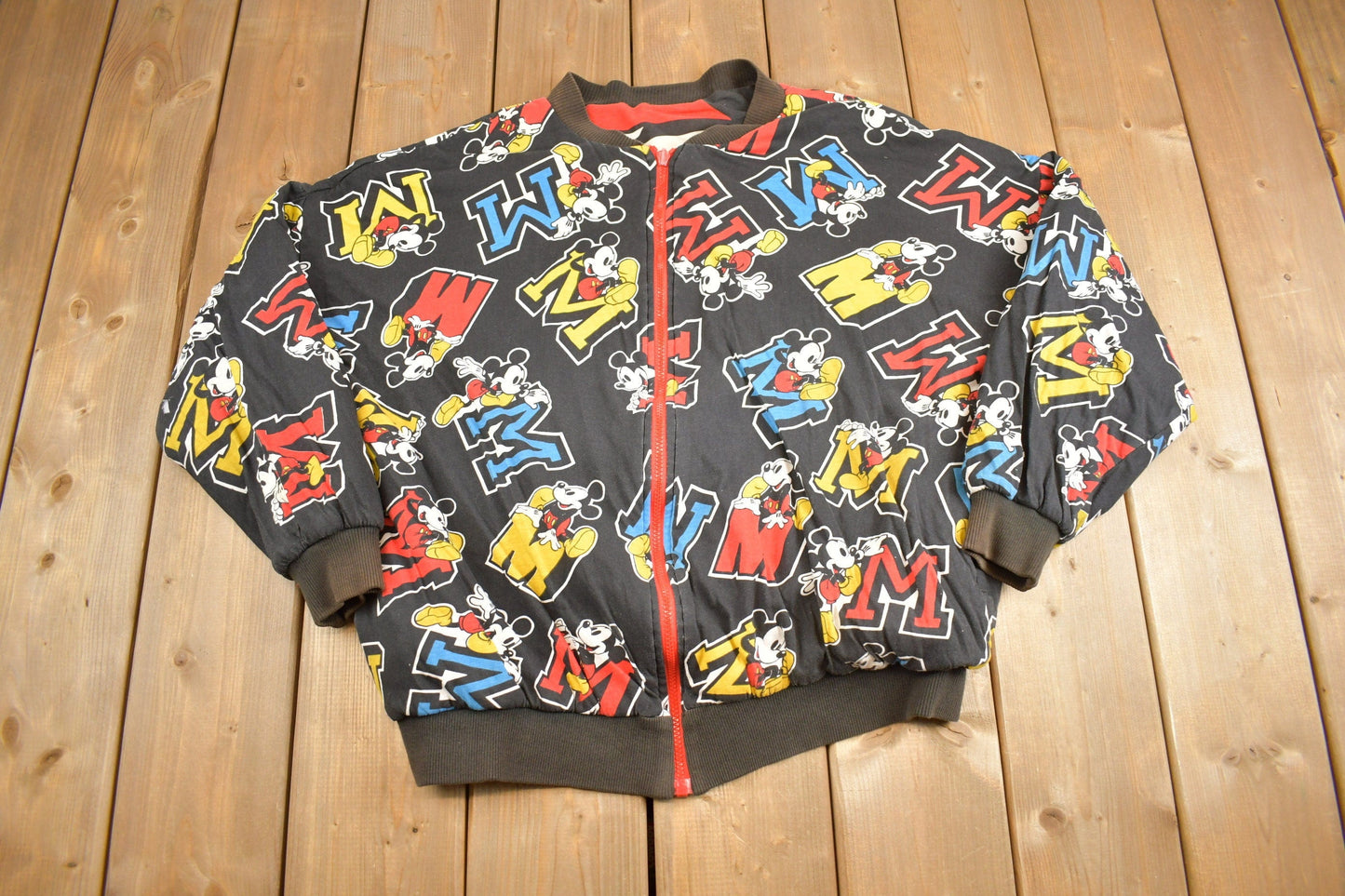 Vintage 1990s Disney Mickey Mouse All Over Print Reversible Jacket Men's Large from propervintagecanada