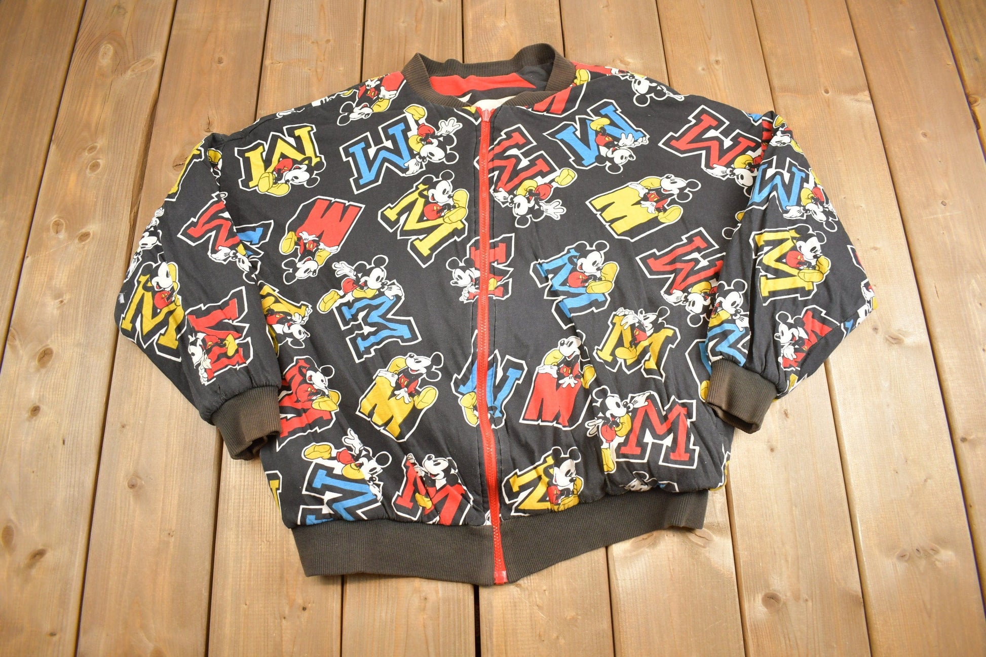 Vintage 1990s Disney Mickey Mouse All Over Print Reversible Jacket Men's Large from propervintagecanada