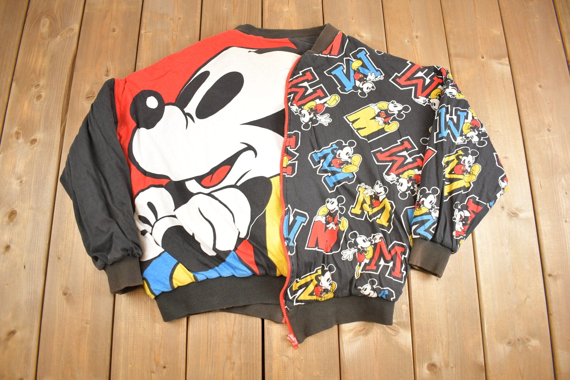 Vintage 1990s Disney Mickey Mouse All Over Print Reversible Jacket Men's Large from propervintagecanada