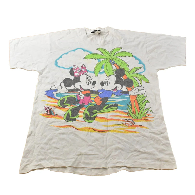 Vintage 1990s Disney Mickey Mouse Beach Graphic T-Shirt Men's L from propervintagecanada
