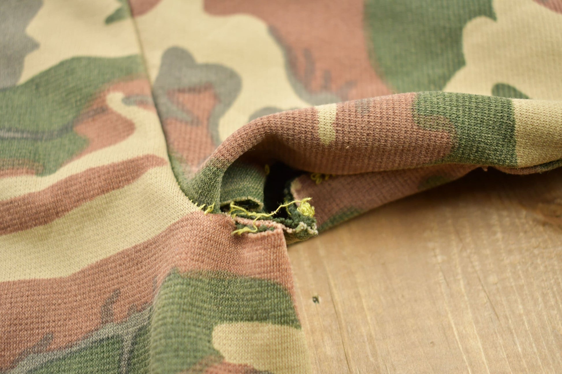 Vintage 1990s Distressed Camouflage Zip Up Hoodie Men's Small from propervintagecanada
