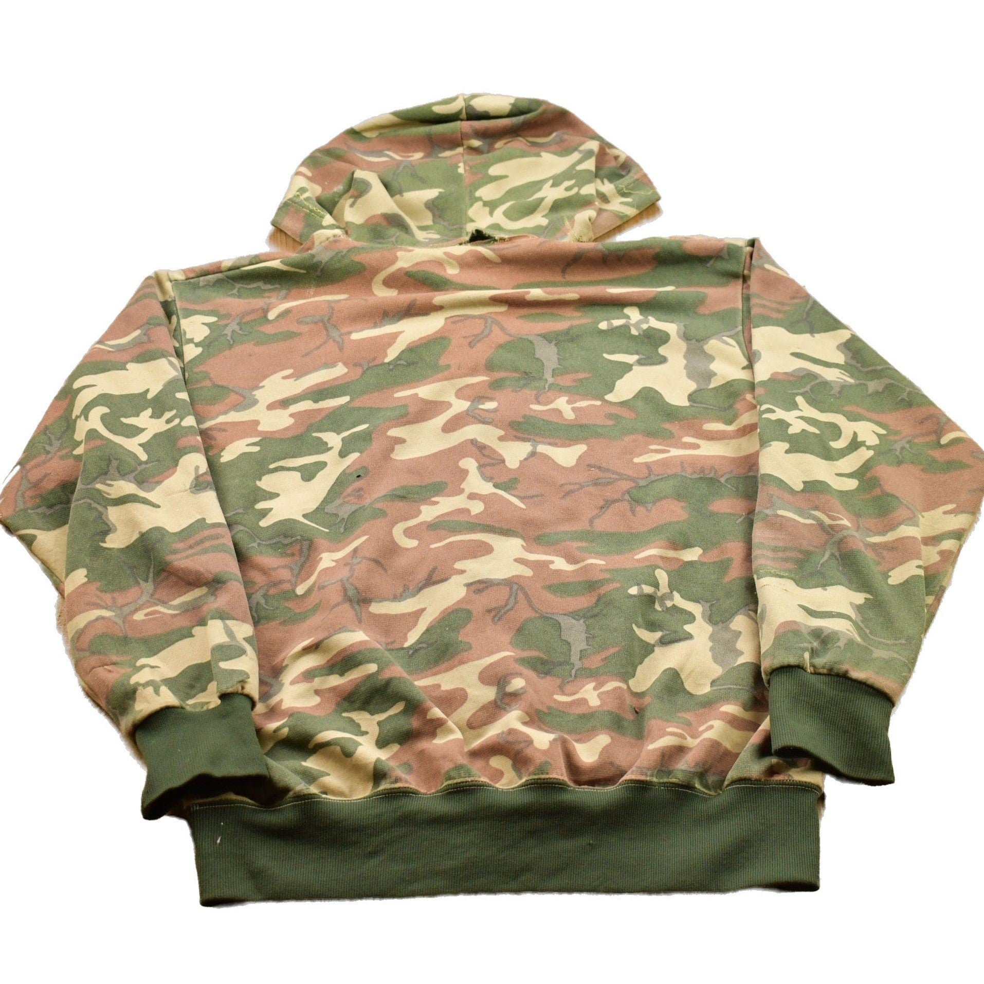 Vintage 1990s Distressed Camouflage Zip Up Hoodie Men's Small from propervintagecanada
