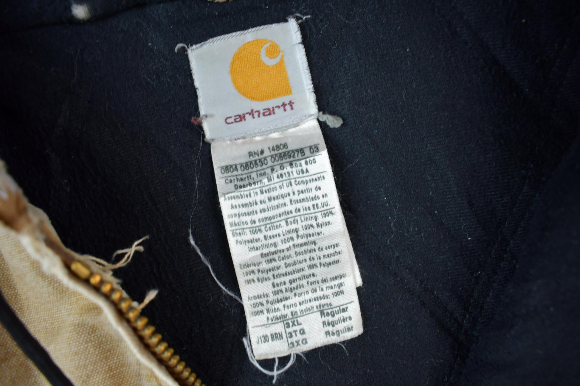 Vintage 1990s Distressed Carhartt Beige Active Jac Jacket Size 3XL Men's 3XL from propervintagecanada