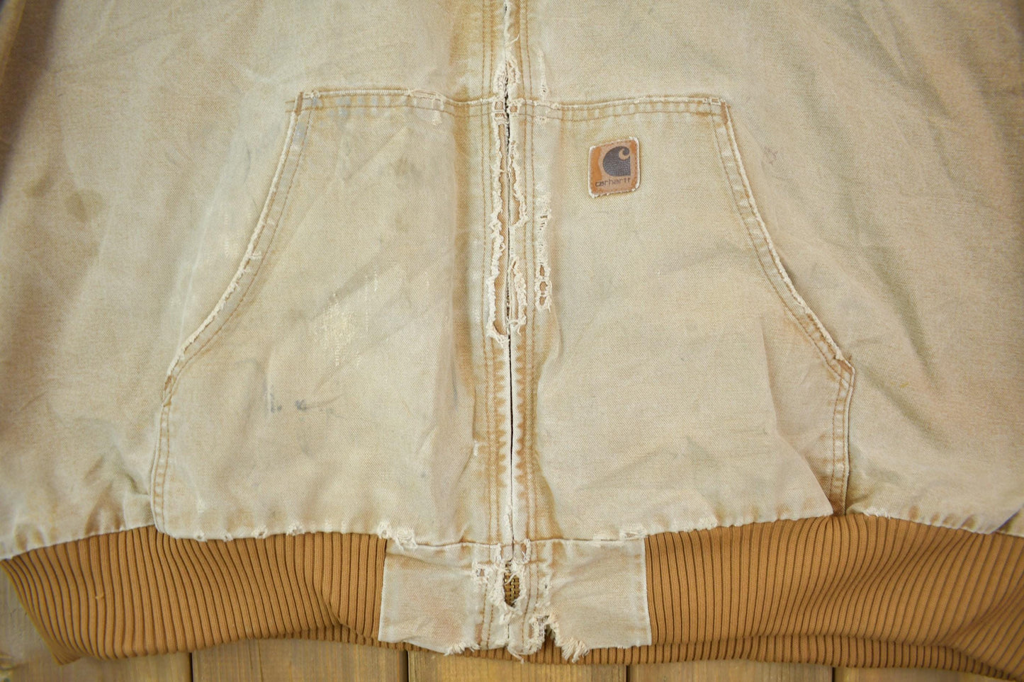 Vintage 1990s Distressed Carhartt Beige Active Jac Jacket Size 3XL Men's 3XL from propervintagecanada