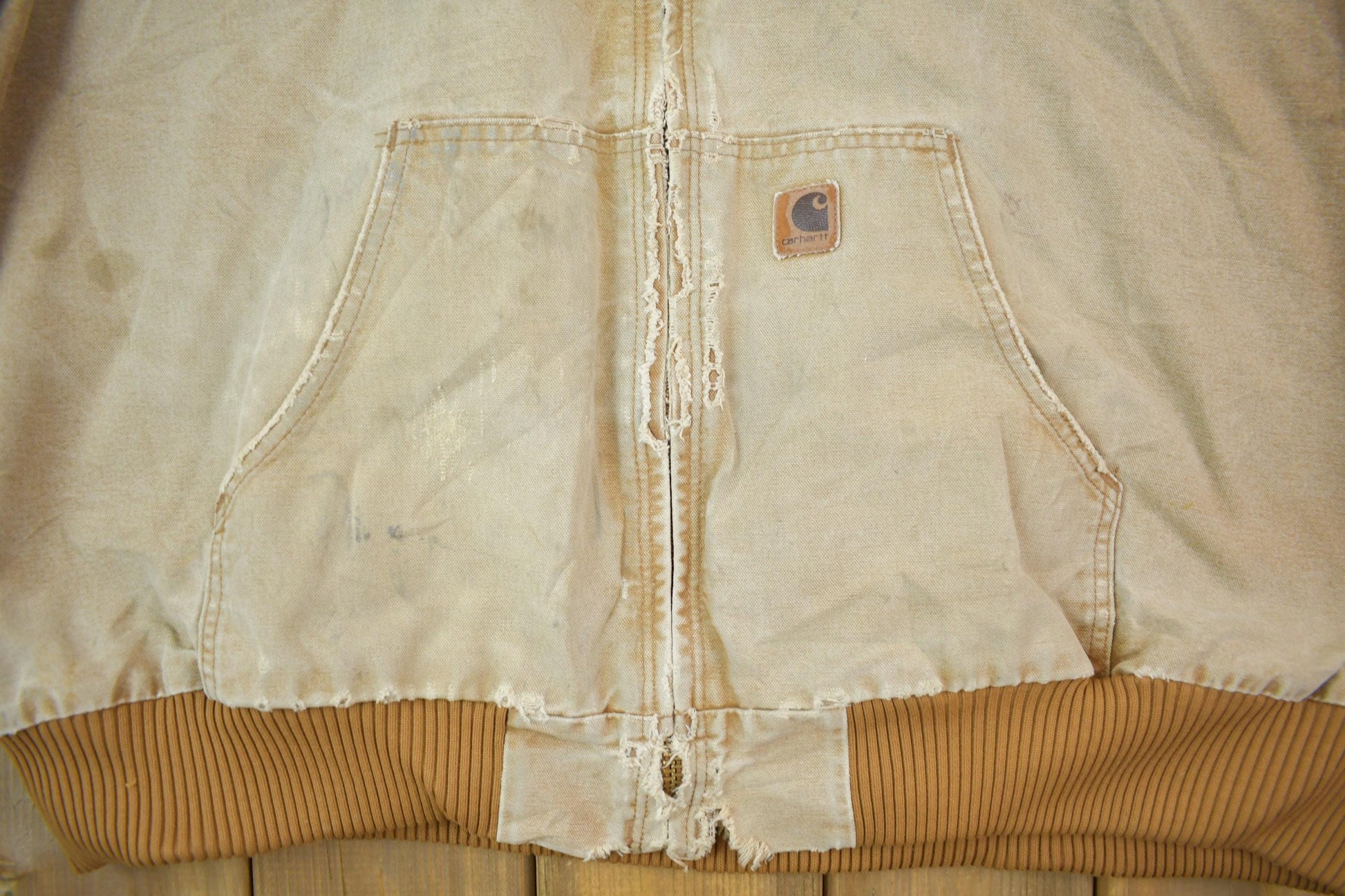 Vintage 1990s Distressed Carhartt Beige Active Jac Jacket Size 3XL Men's 3XL from propervintagecanada