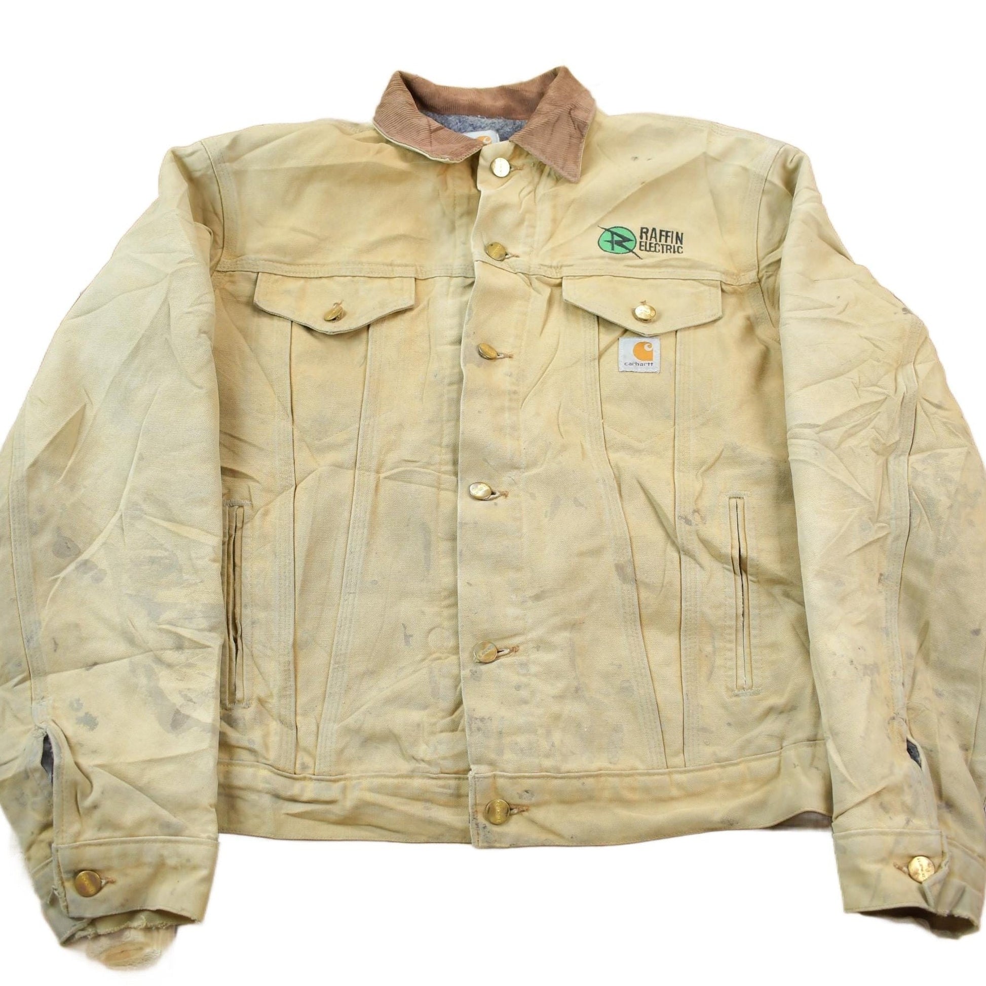 Vintage 1990s Distressed Carhartt Blanket Lined Button Down Jacket Men's L from propervintagecanada