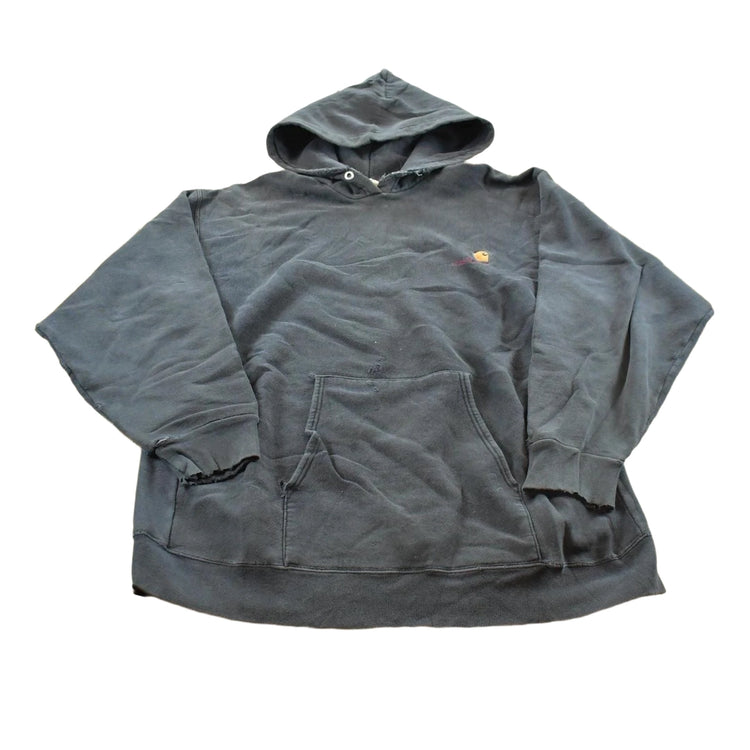 Vintage 1990s Distressed Carhartt Embroidered Logo Hoodie Sweatshirt Mens XL / Workwear / Made in USA / 90s Streetwear / Reverse Weave from propervintagecanada