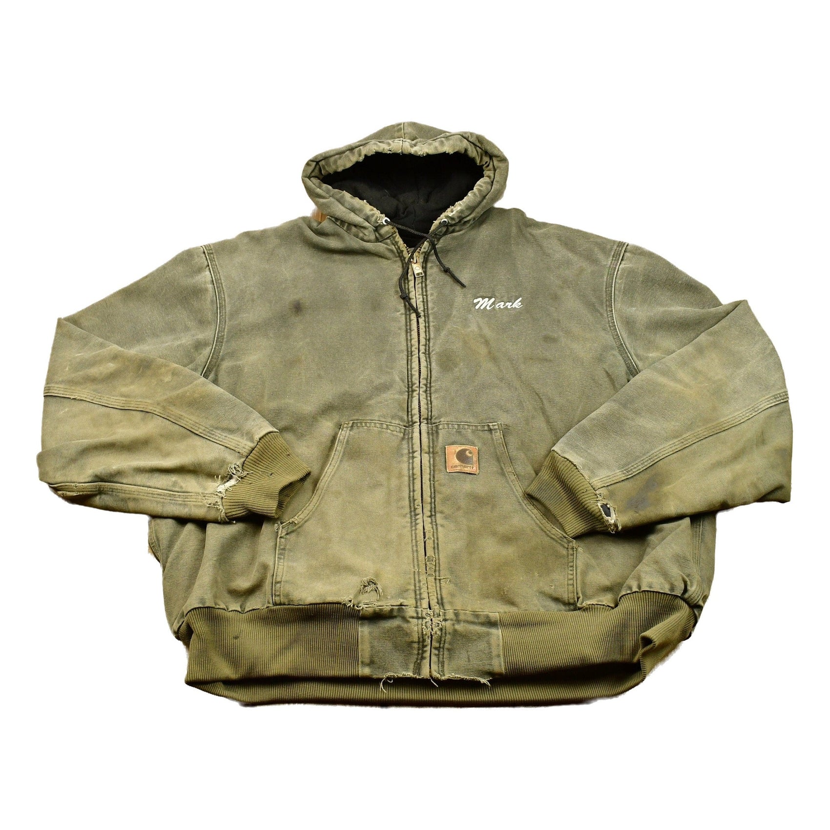 Vintage 1990s Distressed Carhartt Full Zip Workwear Jacket Men's XL