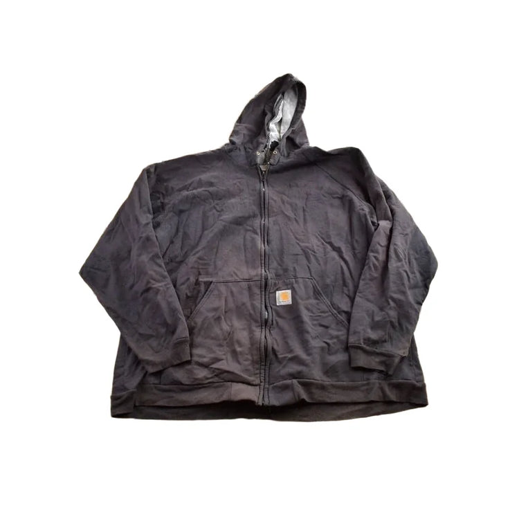 Vintage 1990s Distressed Carhartt Fur Lined Zip Up Hoodie Made In USA Size XL from propervintagecanada
