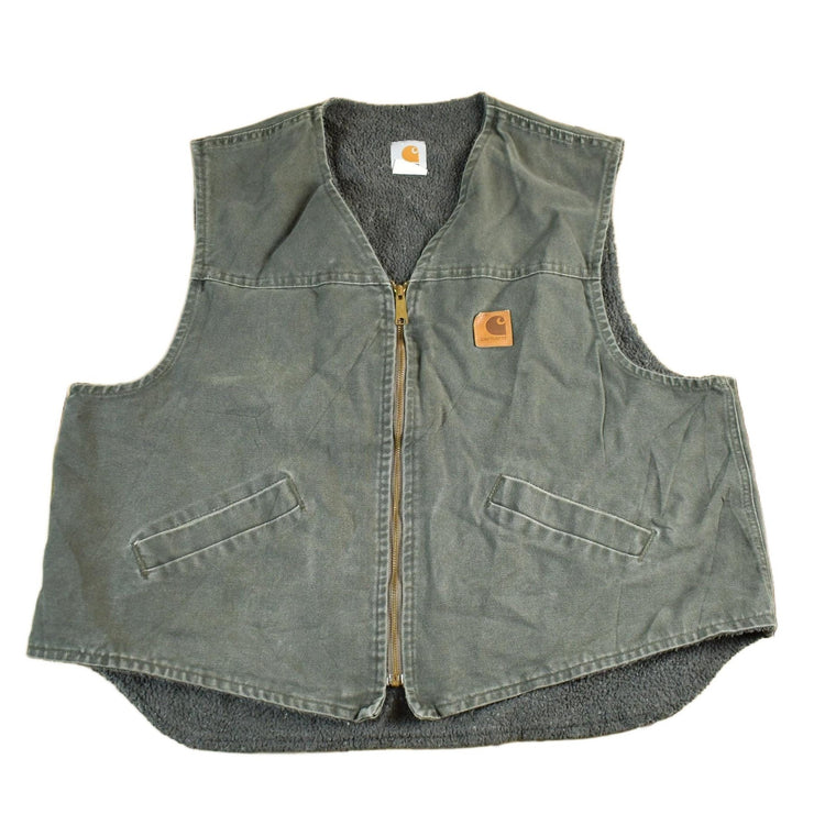 Vintage 1990s Distressed Carhartt Sherpa Lined Jacket Vest Mens XL from propervintagecanada