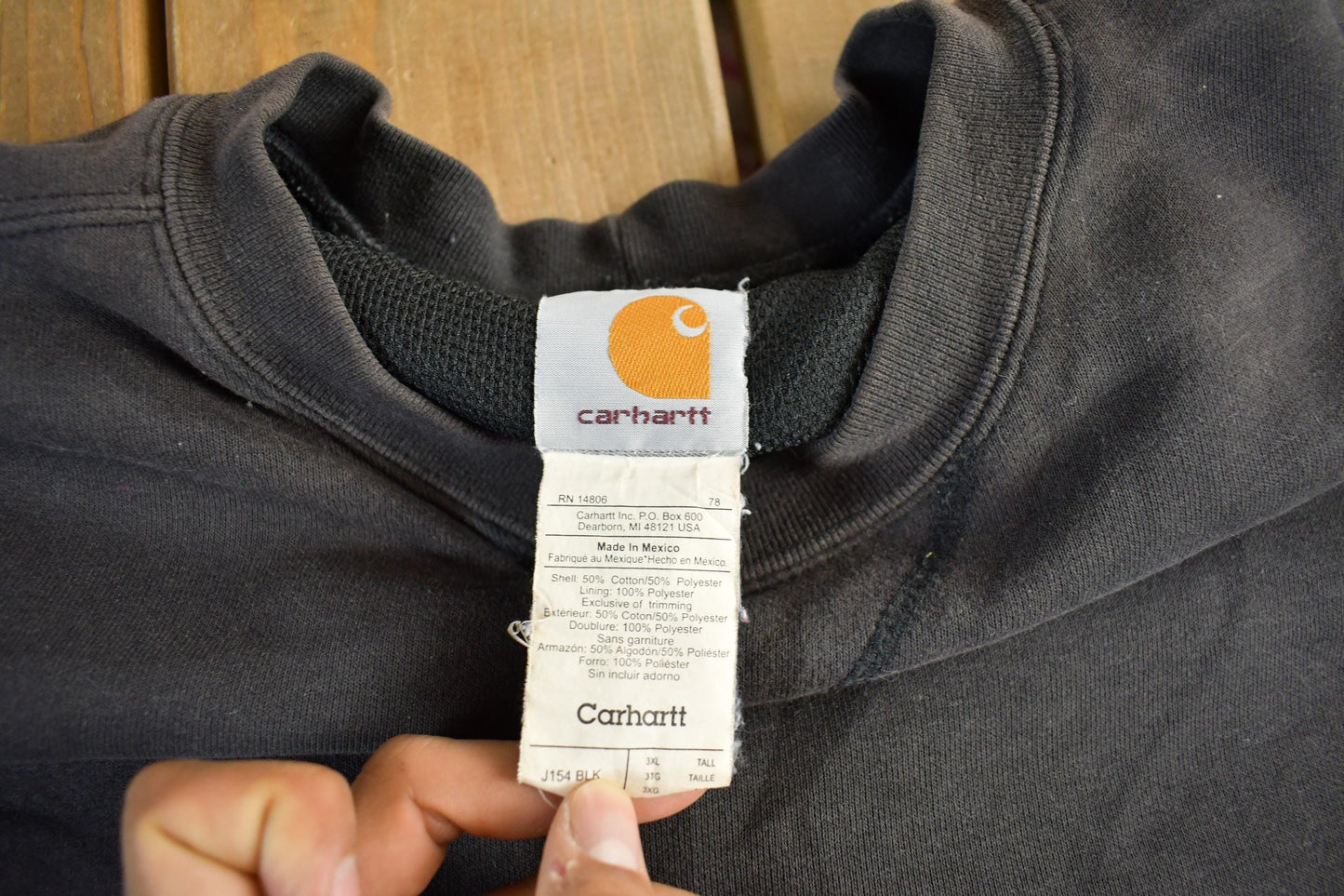 Vintage 1990s Distressed Carhartt Thermal Lined Crewneck Sweatshirt Mens 3XL Tall from propervintagecanada