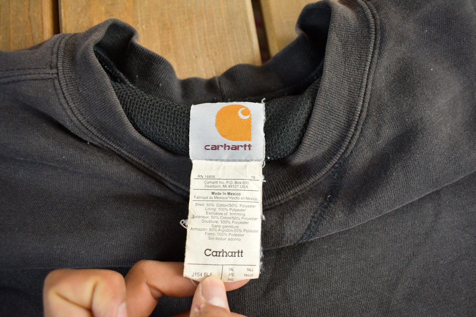 Vintage 1990s Distressed Carhartt Thermal Lined Crewneck Sweatshirt Mens 3XL Tall from propervintagecanada