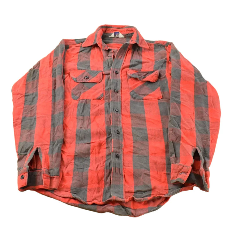 Vintage 1990s Distressed Five Brother Plaid Flannel Button Up Shirt Men's Large from propervintagecanada