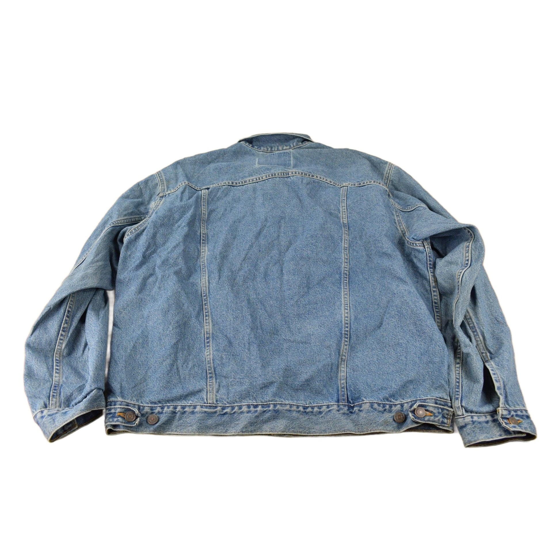 Vintage 1990s Distressed Jean Jacket Men's XL from propervintagecanada