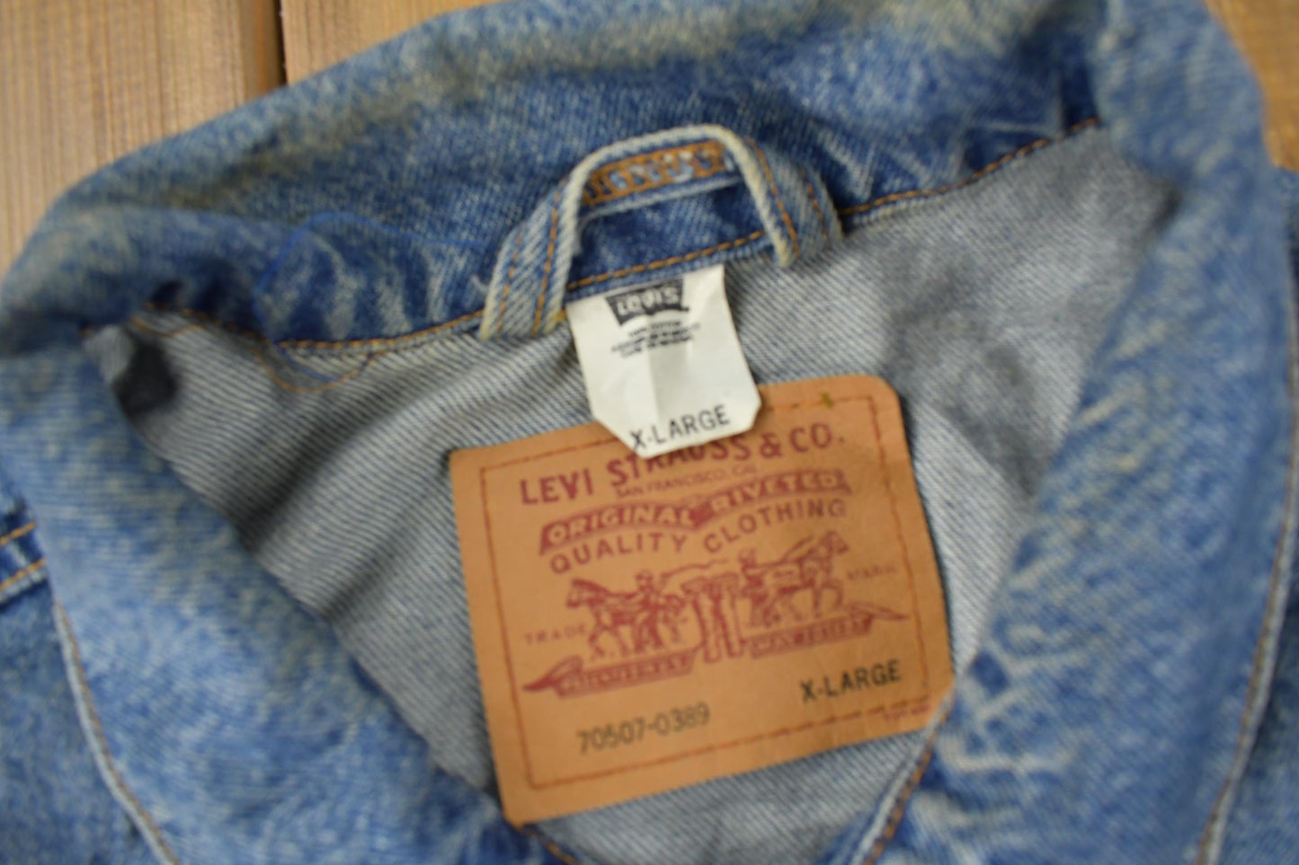 Vintage 1990s Distressed Jean Jacket Men's XL from propervintagecanada
