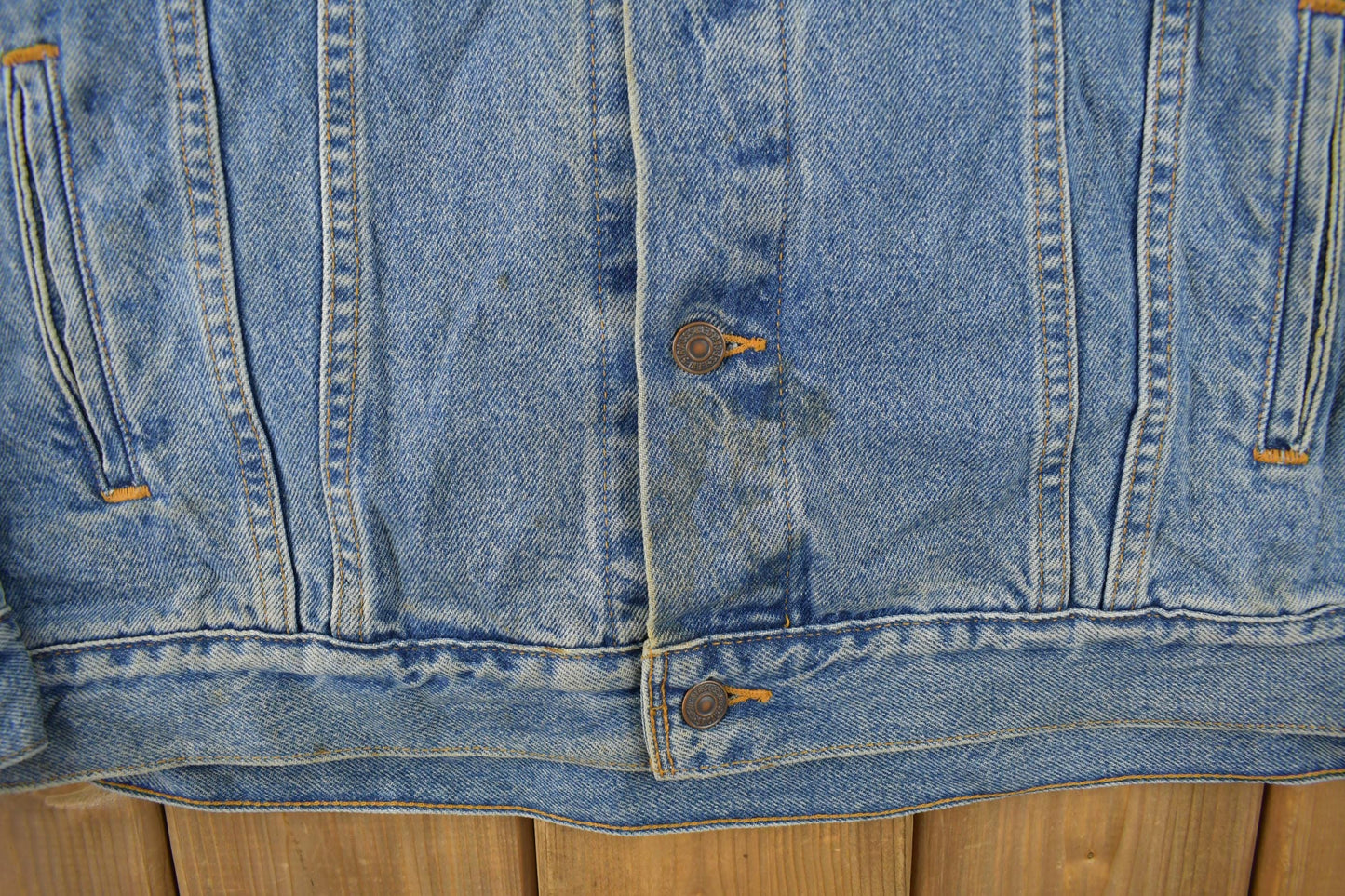 Vintage 1990s Distressed Jean Jacket Men's XL from propervintagecanada