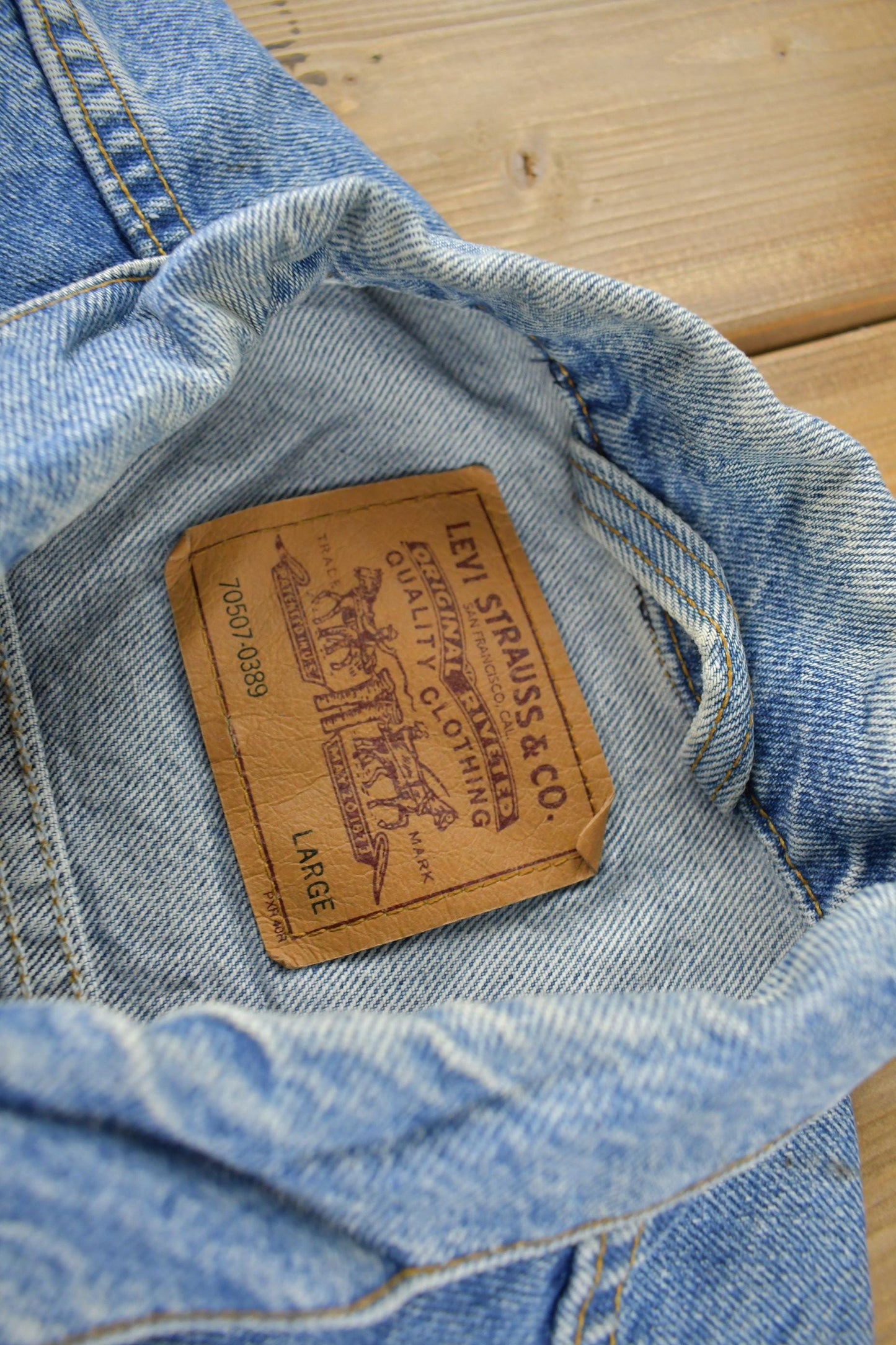 Vintage 1990s Distressed Jean Jacket Size XL Men's Large from propervintagecanada