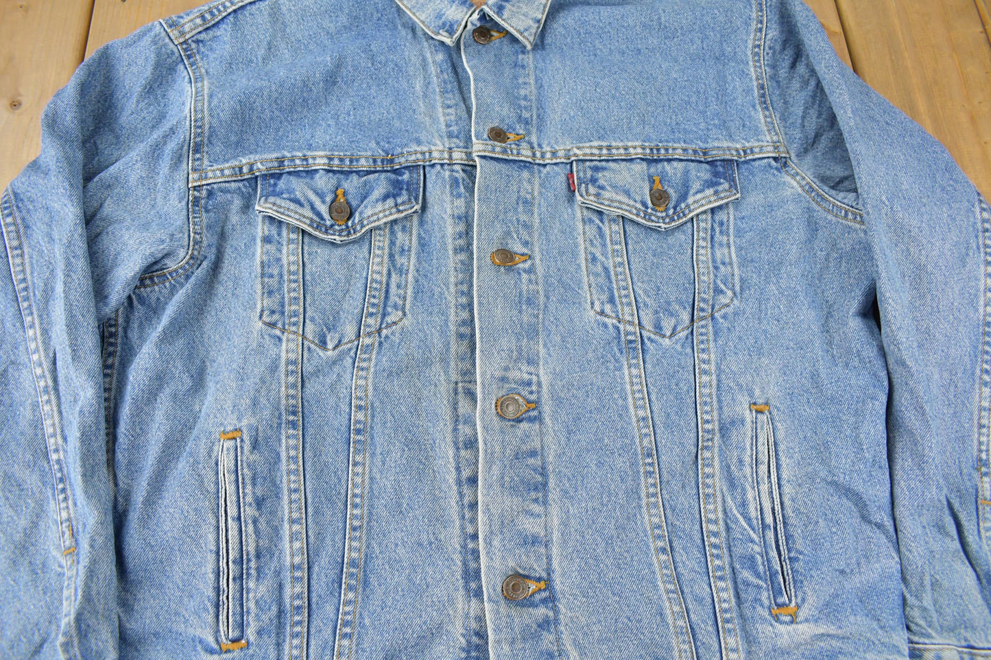 Vintage 1990s Distressed Jean Jacket Size XL Men's Large from propervintagecanada