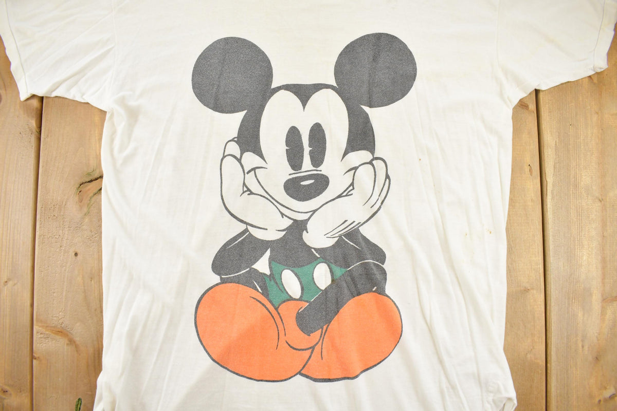 Vintage 1990s Distressed Mickey Mouse Graphic T-Shirt Men's / 90s Disney Tee / Mickey Classics / Single Stitch / Sleepwear from propervintagecanada