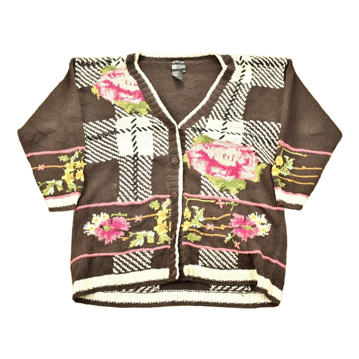 Vintage 1990s DL McKelvey Hand Knitted Cardigan Sweater Men's XL from propervintagecanada