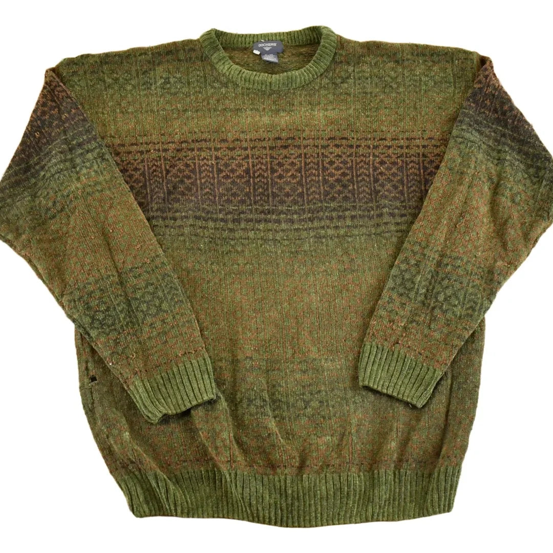 Vintage 1990s Dockers Abstract Knit Crewneck Sweater Men's L from propervintagecanada