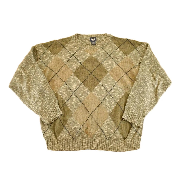 Vintage 1990s Dockers Argyle Knit Crewneck Sweater Men's L from propervintagecanada