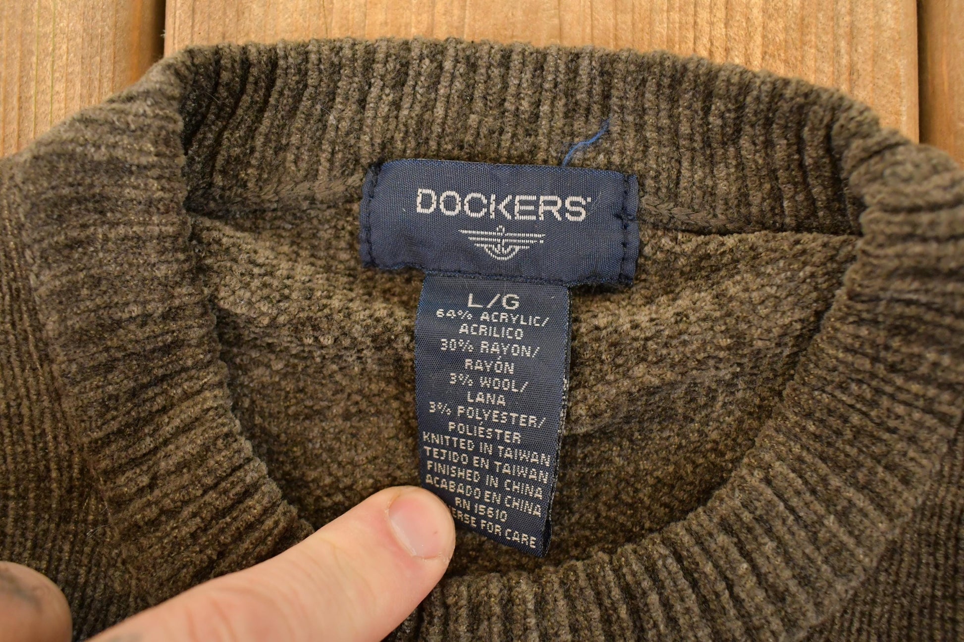 Vintage 1990s Dockers Knit Abstract Argyle Pattern Crewneck Sweater Men's L / 90s Knitted Sweatshirt / Vintage Preppy Knits from propervintagecanada