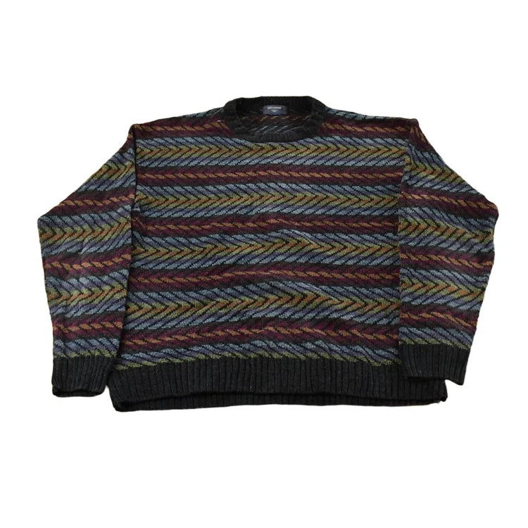 Vintage 1990s Dockers Knit Abstract Chevron Crewneck Sweater Mens Large from propervintagecanada