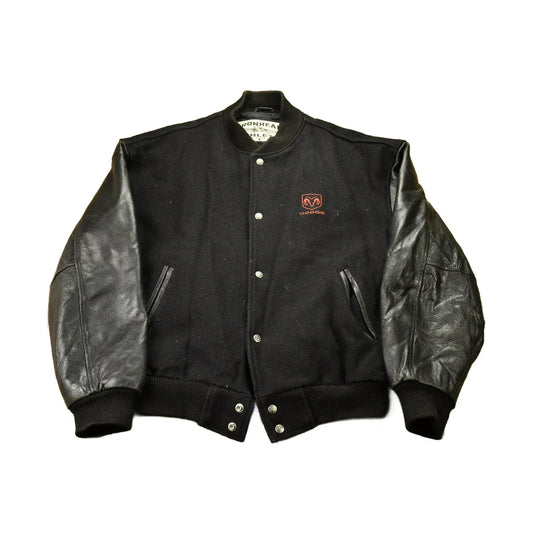Vintage 1990s Dodge Leather Varsity Jacket Men's Large from propervintagecanada