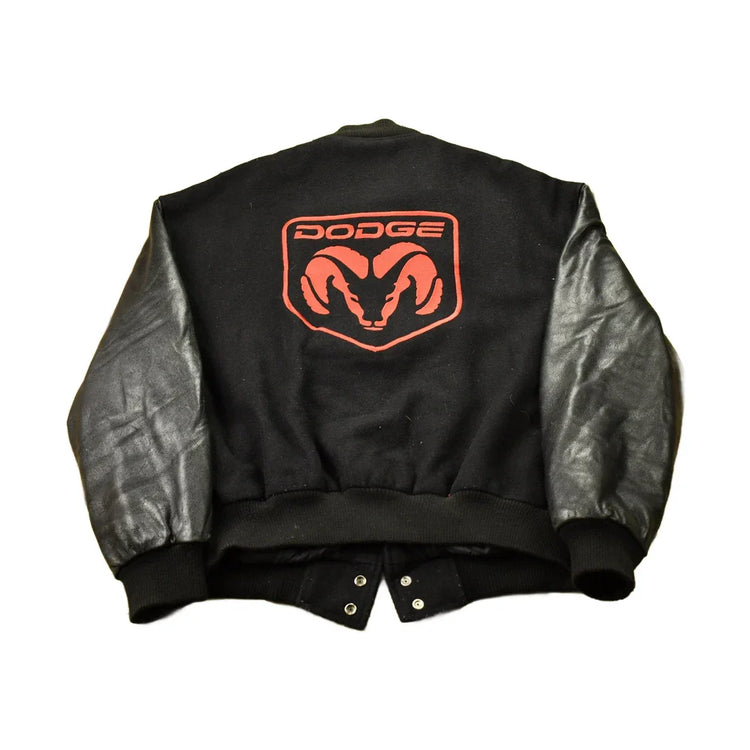 Vintage 1990s Dodge Leather Varsity Jacket Men's Large from propervintagecanada
