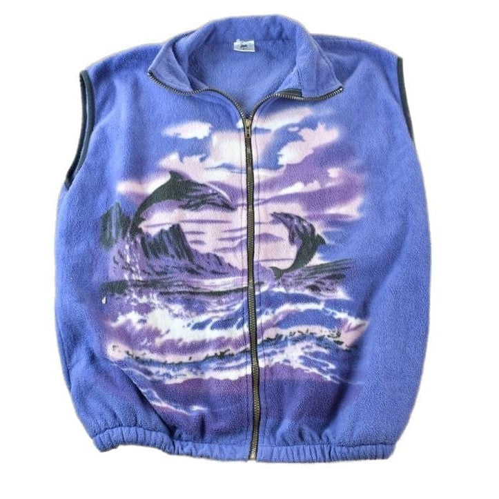 Vintage 1990s Dolphins Canadian Wildlife Fleece Outdoorsman Sweater Women's M-L from propervintagecanada