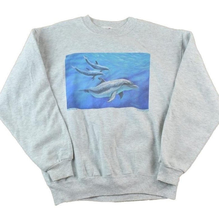 Vintage 1990s Dolphins Ocean Crewneck Sweatshirt Men's Large from propervintagecanada