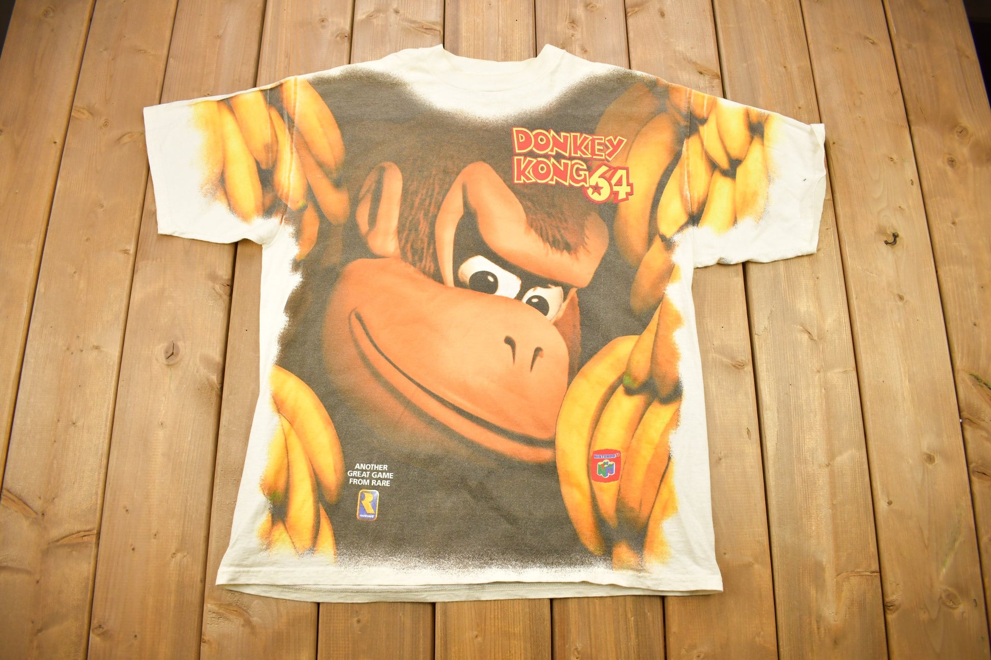 Vintage 1990s Donkey Kong 64 All Over Print Nintendo T-shirt from propervintagecanada