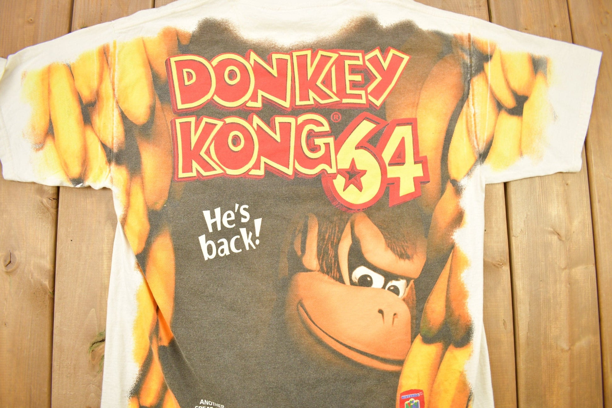 Vintage 1990s Donkey Kong 64 All Over Print Nintendo T-shirt from propervintagecanada