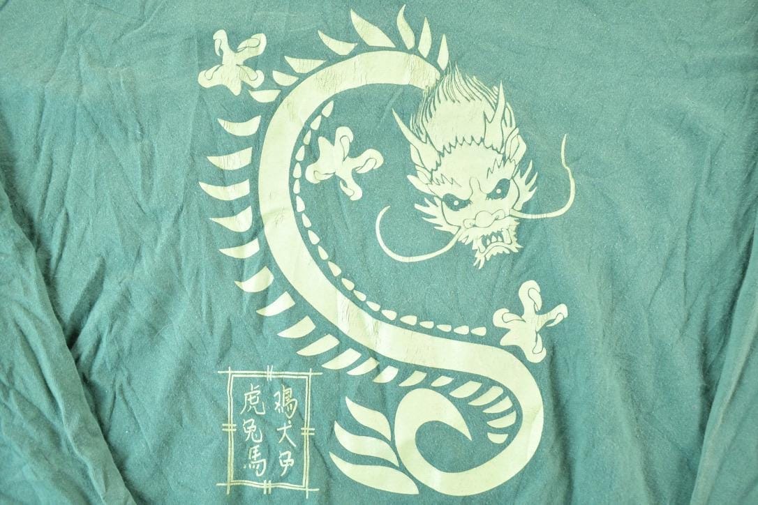Vintage 1990s Dragon Long Sleeve T Shirt Mens L Men's XL from propervintagecanada