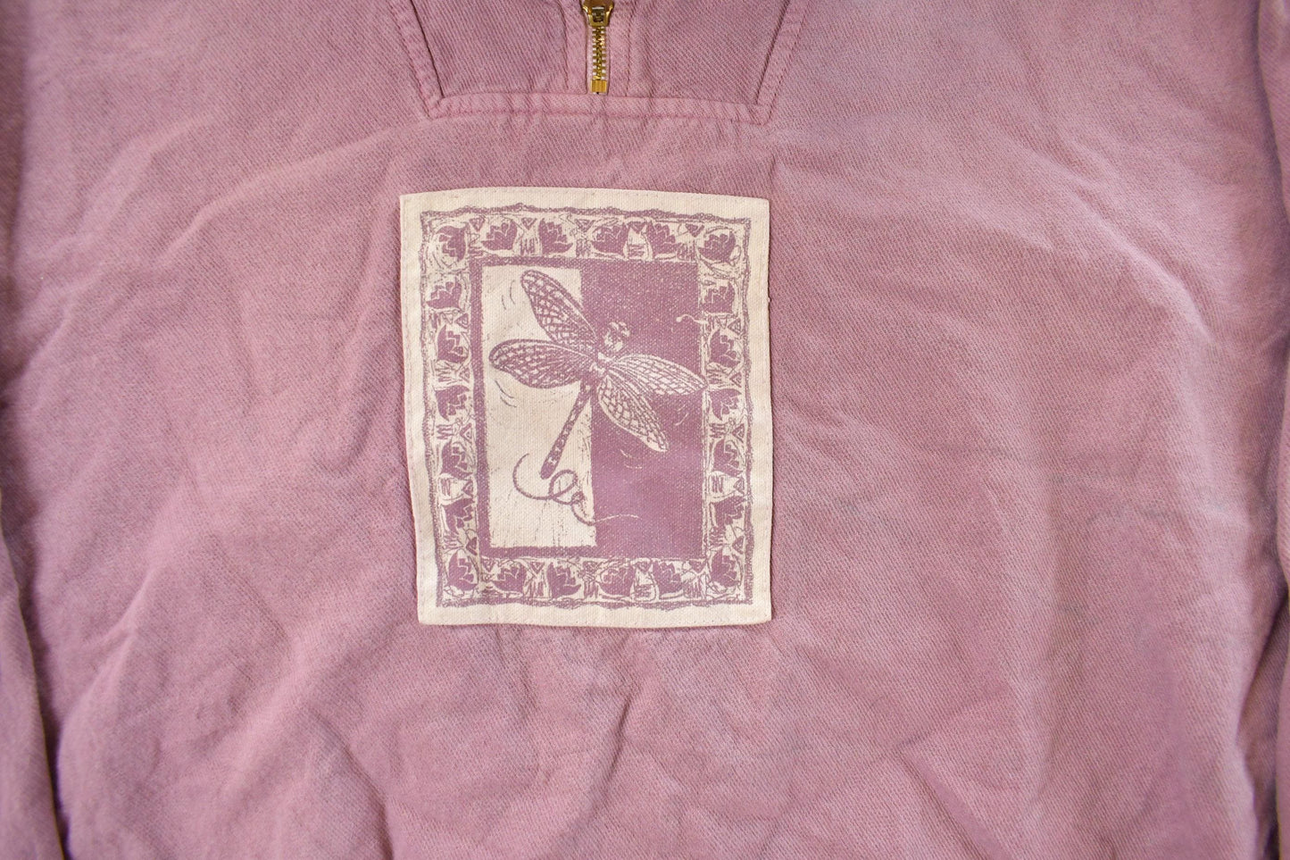 Vintage 1990s Dragonfly Art Quarter Zip Sweatshirt Men's XL from propervintagecanada